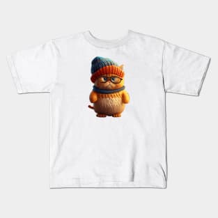 Sleepy Orange Cute Kitty Cat Knitten Kitten Kids T-Shirt